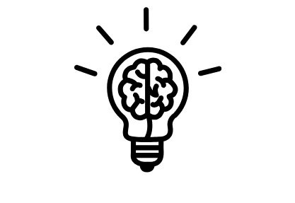 Glühbirne mit einem Gehirn im Inneren, symbolisiert kreative Ideen und Intelligenz.